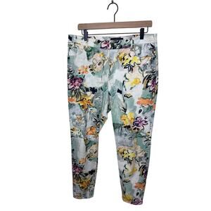 PERUVIAN CONNECTION Watercolor Cotton  Floral Ankle Pant Size 12